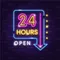 24 Hours Open Neon Sign - Australia Promo Now