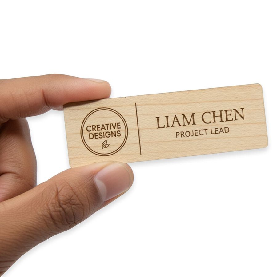 Wooden Name Badges - Australia Promo Now