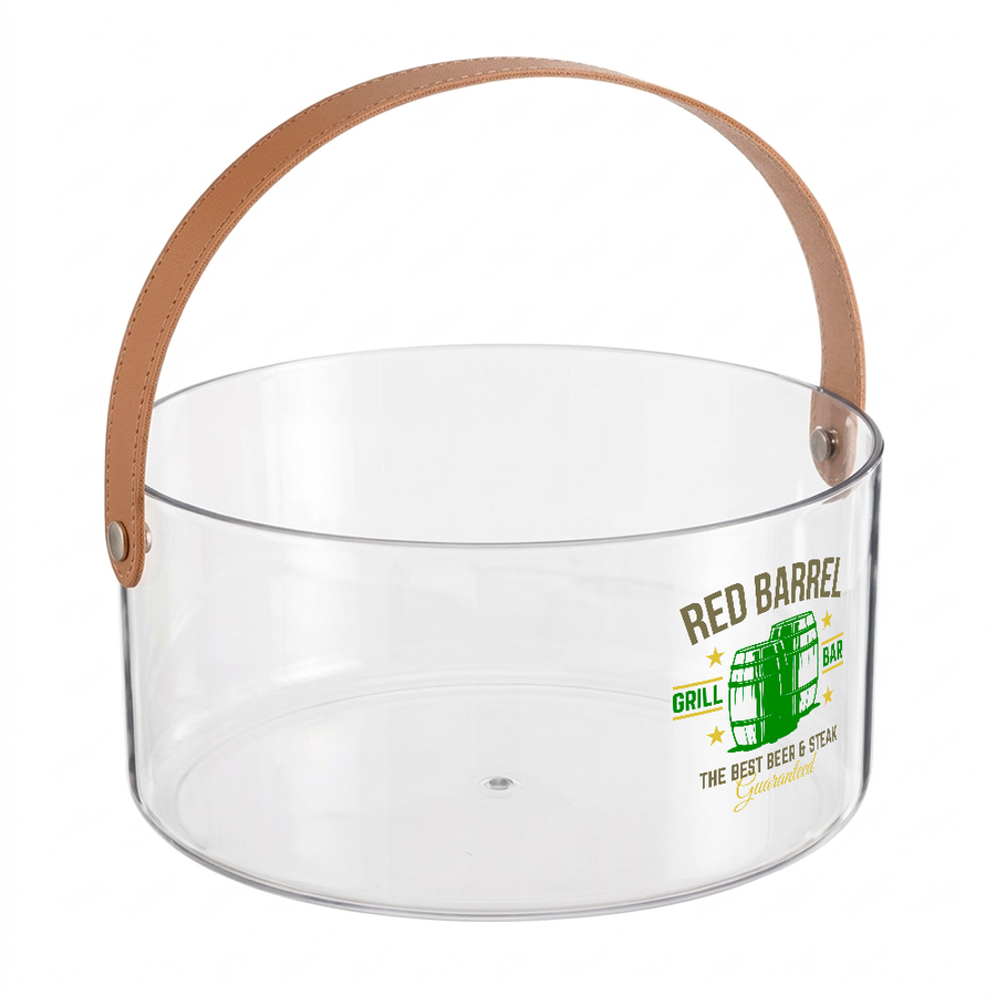Leather-Strap Clear Drink Buckets - Australia Promo Now