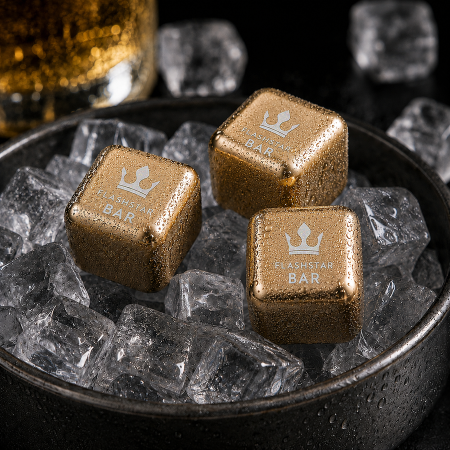 Gold Stainless Steel Ice Cubes - Australia Promo Now